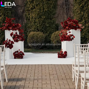LEDA High Quality Outdoor Wedding Decoration Flower Stand <b>White</b> <b>Acrylic</b> Square Cake Stand for Wedding - Product Image 1