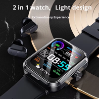 Montre intelligente et écouteurs 2-en-1 S6, résistants à l'eau IP67, écran TFT, contrôle à distance, suivi de la fréquence cardiaque, compatible avec Android