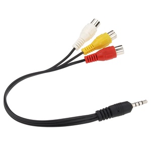 4 tiang steker laki-laki Stereo <span class=keywords><strong>3.5mm</strong></span> ke 3 <span class=keywords><strong>RCA</strong></span> adaptor soket perempuan kabel Audio <span class=keywords><strong>Video</strong></span> AV untuk TV PC kabel pengeras suara komputer - Product Image 2