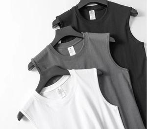 230G 100% Cotton Sleeveless T-shirts for <strong>Men</strong> and Women Summer Sports <strong>Vests</strong> <strong>White</strong> Loose Round Neck Waistcoat - Product Image 1