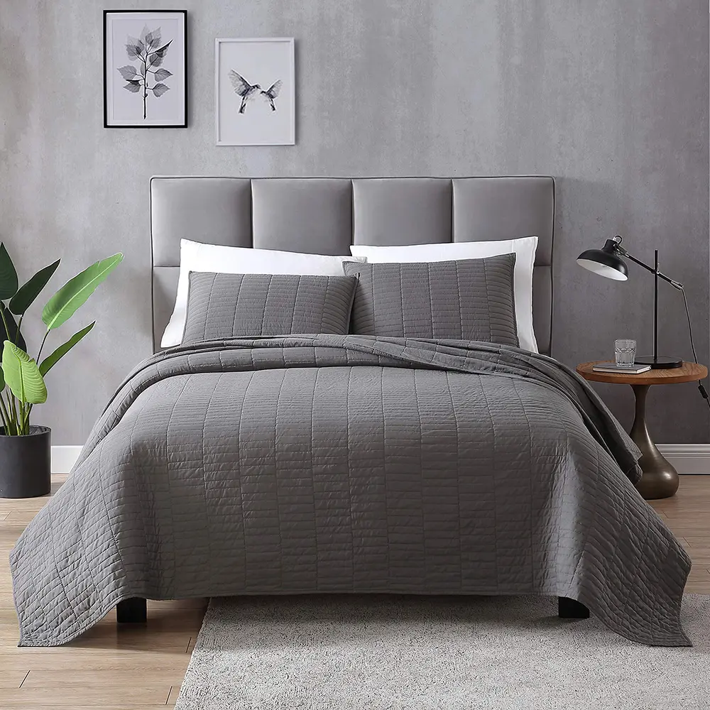 사용자 정의 홈 수면 현대 스타일 스티치 패턴 침대보 간단한 전체 크기 Comy 솔리드 이불 침구 세트