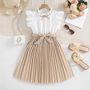 2024 spring and summer children's clothing 8-12 years old new style flying sleeve color girls princess dress girls casual dress