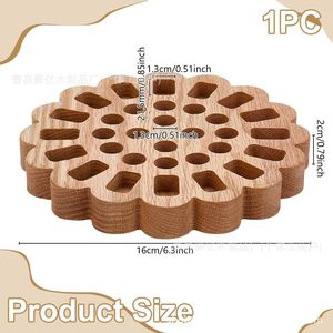 Wooden Crayon Holder Flower Shape Art Supply Organizer <b>Desktop</b> Storage Rack For Paintbrushes Lipstick Essential Oil Display - Product Image 3