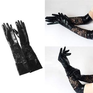 Bridal Gloves Black Long <b>Lace</b> <b>Elastic</b> Women's Wedding Dress Accessory - Product Image 4