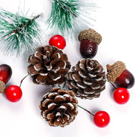 Ensemble d'ornements de Noël : Cône de pin, Aiguilles de pin, Fruits rouges, Acorns, Coque de lotus – Combinaison Cadeau pour la création de bijoux DIY (Composants et accessoires)