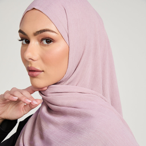 Premium léger respirant modal froissé Hijab luxe couleur bloquant imprimé écharpe femmes musulmanes doux châles traditionnels - Product Image 1