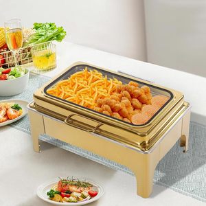 Restaurant Equipment Stainless Steel 9L Gas/<strong>Fuel</strong> Powered Buffet Rectangular <strong>Chaffing</strong> Dish Food Warmer for Catering - Product Image 4