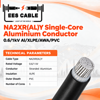 Câble d'alimentation monophasé 0,6/1 kV à conducteur en aluminium, isolation XLPE, blindage en aluminium, gaine en PVC, conforme à la norme IEC 60502-1