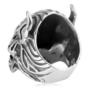 yunnique Skull Shape Men's <b>Ring</b> Stainless Steel <b>Titanium</b> Steel Fashion Jewelry Gift Silver Color Geometric Design - Product Image 4