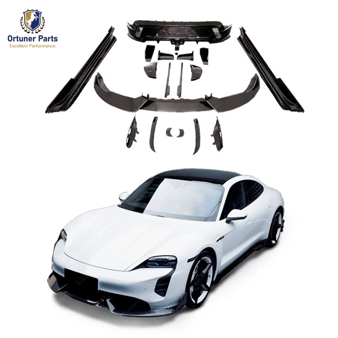 front bumper lip spoiler splitter taycan real carbon fiber