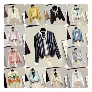n/a Spring and Summer Long-Sleeved Chiffon Shirt Stand Collar Bow Top Women Tops Long Sleeve Blouse Women Blouses