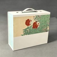 Boîte cadeau rigide de style chinois traditionnel de qualité supérieure avec poignée pour services à thé, emballage de souvenirs de mariage