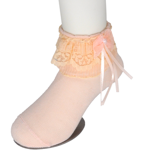 Nouvelles chaussettes slouch mignonnes de style princesse pour enfants en coton tricoté respirant avec dentelle avec un nœud de fleur de cheville pour filles bébés - Product Image 2