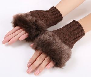 Wholesale Women Winter Plush Faux <b>Fur</b> Knitted <b>Gloves</b> Keep Warm Fashionable Short Mitten for Ladies - Product Image 6