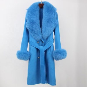 Abrigo largo informal de lana y cachemira de alta calidad para mujer en invierno Variedad de colores - Product Image 2