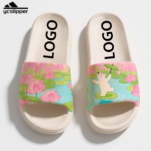 Pantoufles d'intérieur personnalisées <span class=keywords><strong>avec</strong></span> impression <span class=keywords><strong>ours</strong></span> <span class=keywords><strong>polaire</strong></span> et lotus Diapositives design dessin animé mignon de haute qualité <span class=keywords><strong>avec</strong></span> personnalisation du logo - Product Image 1