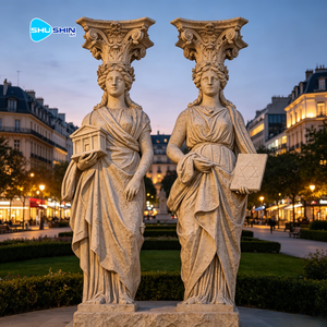 Statue d'extérieur sculptée à la main, grande taille, en pierre naturelle, représentant la Muse de la Musique, style grec antique, élégante et artistique, pour jardin. - Product Image 6