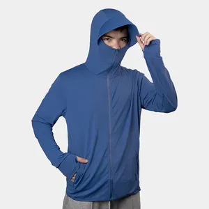 HBG-22 스포츠 자외선 차단제 긴 소매 낚시 의류 편안한 통기성 아이스 실크 사이클링 러닝 UV 보호 셔츠