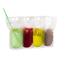 Pochettes de boisson pour adultes, en plastique translucide à Double fermeture éclair, étanche et durable, avec paille et entonnoir