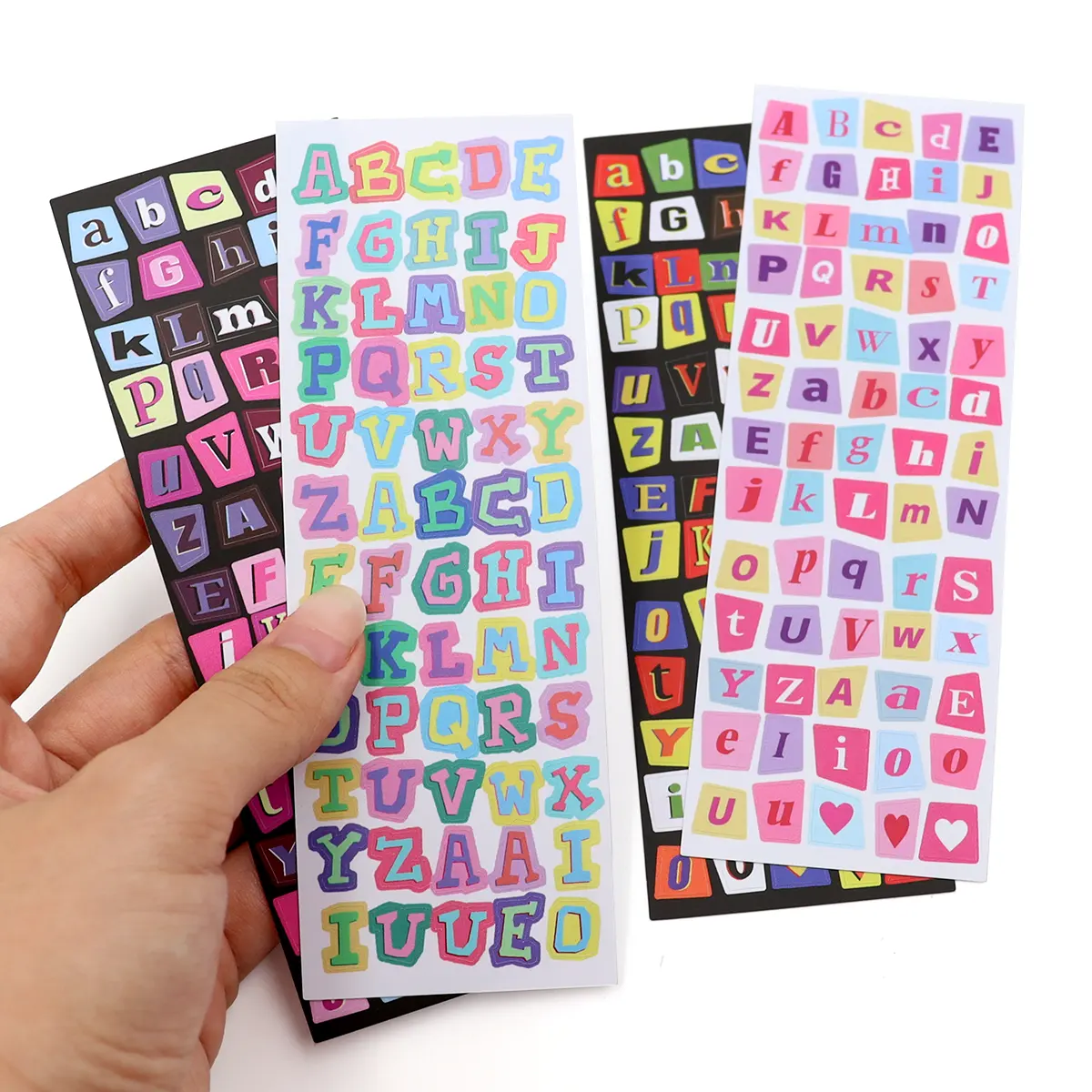 도매 다채로운 자체 접착 비닐 한국어 반짝이 스티커 사용자 정의 방수 알파벳 편지 키스 컷 스티커