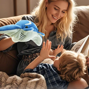 Marionnette de poignet requin mignonne en peluche, jouet doux animal marin, poupée en peluche éducative, jouet océanique, requin de simulation en peluche, cadeau pour enfants - Product Image 2