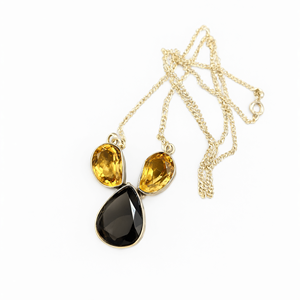 Collier en quartz fumé et citrine en argent sterling 925 - bijoux en pierres précieuses/cristaux pour la fête des mères - Product Image 2