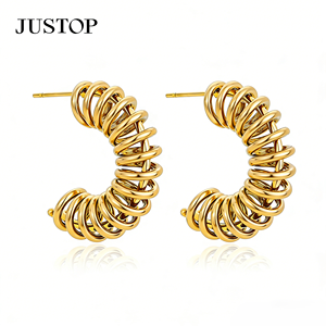 Trending Women's Waterproof Stainless Steel Gold Plated Hypoallergenic Trendy Hoop <b>Earrings</b> - Product Image 1