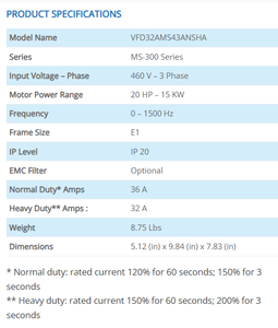 Delta MS300 VFD32AMS43ANSHA อินเวอร์เตอร์สามเฟส 380~480V 15KW 20HP VFD - Product Image 2