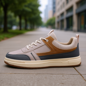 Baskets basses pour hommes de style coréen, semelle épaisse en caoutchouc, bout rond, à lacets, chaussures décontractées pour la marche, tendance mode toutes saisons - Product Image 2