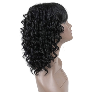 12 inch cơ thể sóng xoăn tóc giả cho phụ nữ đầy đủ máy làm không có ren <span class=keywords><strong>Bob</strong></span> với bangs sóng nước mô hình tóc tóc giả - Product Image 6