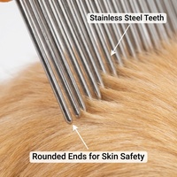 Peigne anti-puces pour animaux de compagnie en acier inoxydable, brosse de toilettage pour chiens, outil de retrait des poils, fournitures de nettoyage pour chats et chiens