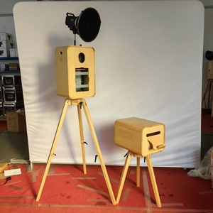 Cabina de <span class=keywords><strong>Fotos</strong></span> Portátil Retro de Madera para <span class=keywords><strong>iPad</strong></span> con Cámara e Impresora, Diseño de Doble Cara, Estilo DSLR Vintage - Product Image 2