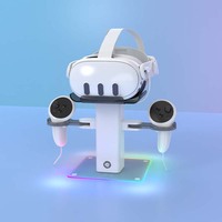 Dudukan Display pengisian daya Headset VR Multi fungsi dengan lampu RGB dudukan Dok pengisi daya untuk pengontrol Meta Quest 3s