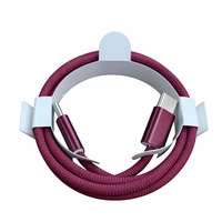 Câble de charge rapide Type C vers Type C 60W PD couleur cerise foncée pour iPhone 18 Pro Max, en alliage d'aluminium et nylon tressé