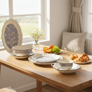 Service de table en céramique à motifs floraux, compatible micro-ondes, <span class=keywords><strong>vaisselle</strong></span> vintage en <span class=keywords><strong>porcelaine</strong></span> <span class=keywords><strong>française</strong></span>, idéal pour un cadeau de pendaison de crémaillère - Product Image 2