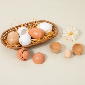 Bébé En Bois Simulation <span class=keywords><strong>Oeuf</strong></span> Canard <span class=keywords><strong>Oeuf</strong></span> Groupe 6 Oeufs En Boîte Enfants Jouant Maison Jouets Cognitifs - Product Image 1