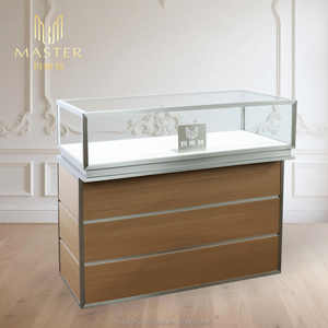 Đầy đủ lắp ráp Countertop hiển thị trường hợp hạt gỗ Veneer đồ trang sức hiển thị Showcase MDF lưu trữ hiển thị tủ kính với LED - Product Image 2