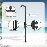 Douche extérieure autoportante en acier inoxydable 316 de qualité supérieure, finition brossée, eau chaude et froide, colonne de douche à poser au sol pour jardin, piscine, plage