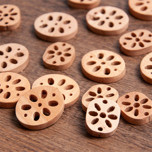 Tranches de racine de lotus en bois de pêche, élégantes et exquises, 3x2,5 cm, petits pendentifs, décorations de sac, fournitures artisanales - Product Image 1