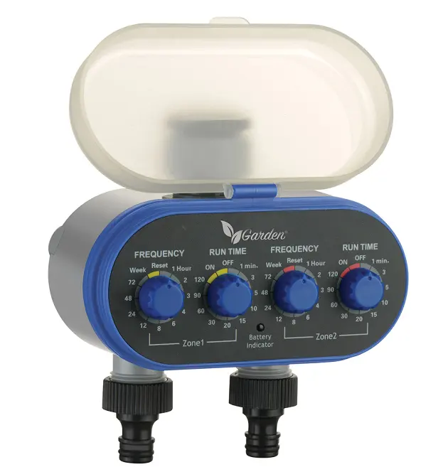 Water Hose Sprinkler Timer with 2 Solenoid Valves Garden Electronic Irrigation Controller System