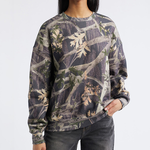 New Arrival Custom Camo Print <b>Crewneck</b> <b>Sweatshirt</b> Loose Fit Drop Shoulder Pullover Knitted <b>Sweatshirts</b> for <b>men</b> - Product Image 2