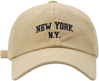 Gorra de béisbol New York para deportes al aire libre, unisex, con visera curva, de sarga, estampado digital a cuadros común, de 6 paneles, lavada.