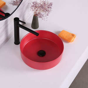 Lavabo sur pied en céramique moderne, couleur rose mat, en porcelaine, facile à nettoyer, pour salle de bain, MUBI, garantie 1 an - Product Image 2