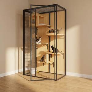 Lit pour chat en bois de luxe, compact et peu encombrant, maisonnette en bois pour chats pour petits appartements, design surélevé robuste pour chatons et chiots - Product Image 1