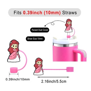 Venta al por mayor de adornos de 10 mm para puntas de pajitas, con diseño de la princesa Happy Lisa de dibujos animados, accesorio DIY para vasos - Product Image 3