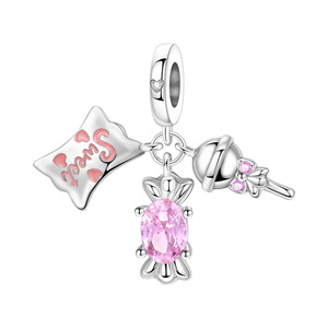 White copper <b>candy</b> pendant, niche design, fashionable and versatile DIY bracelet, jewelry for girls - Product Image 1