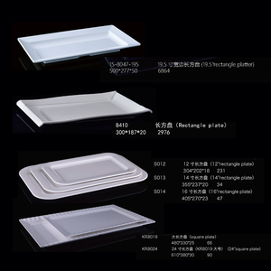 Vaisselle écologique de grande taille Style occidental Assiettes rectangulaires blanches résistantes à la mélamine Tablettes en plastique - Product Image 2
