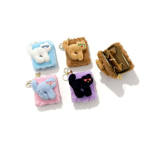 Portefeuille carré pour lunettes de soleil, porte-clés en fausse fourrure 12x10cm pour femmes et filles - Product Image 2