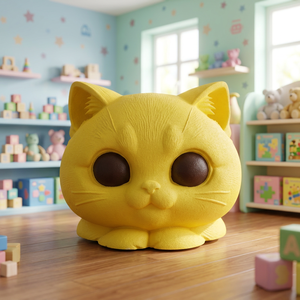 Sculpture de chat en fibre de verre jaune, statue d'animal en résine, modèle d'art pour l'affichage festif des centres commerciaux - Product Image 2