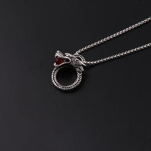 Vintage In Acciaio A Catena In Argento Anello del Drago Del Pendente Della mano Della Collana Della Lega di NA032 - Product Image 3